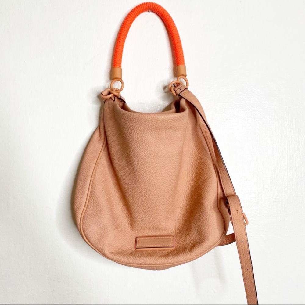 Marc By Marc Jacobs Stylish Tan Leather Bag with Orange Handle